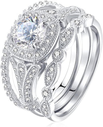 Women Natural Gemstones Crystal Ring Love Heart Rings Engagement Wedding Bride Ring Jewelry Gift T-07 / 10