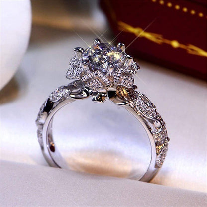 Women Natural Gemstones Crystal Ring Love Heart Rings Engagement Wedding Bride Ring Jewelry Gift
