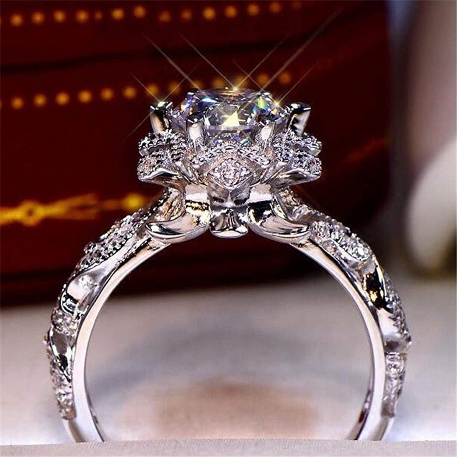 Women Natural Gemstones Crystal Ring Love Heart Rings Engagement Wedding Bride Ring Jewelry Gift