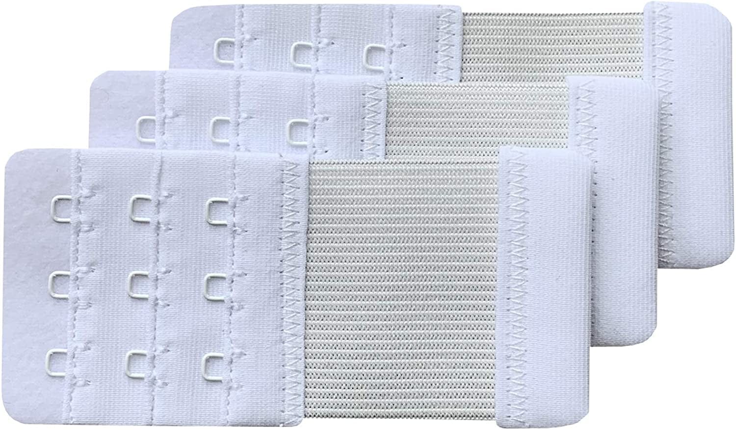 Women Pack of 3 Soft Comfortable 3 Hooks Bra Extender White 1/2 Inch