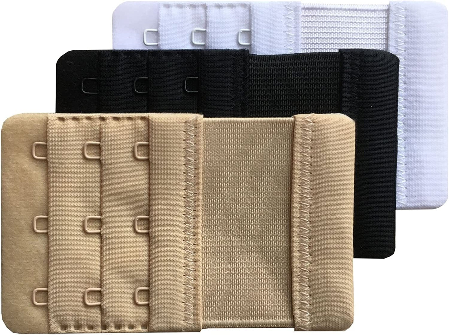 Women Pack of 3 Soft Comfortable 3 Hooks Bra Extender Assorted 3/4 Inch
