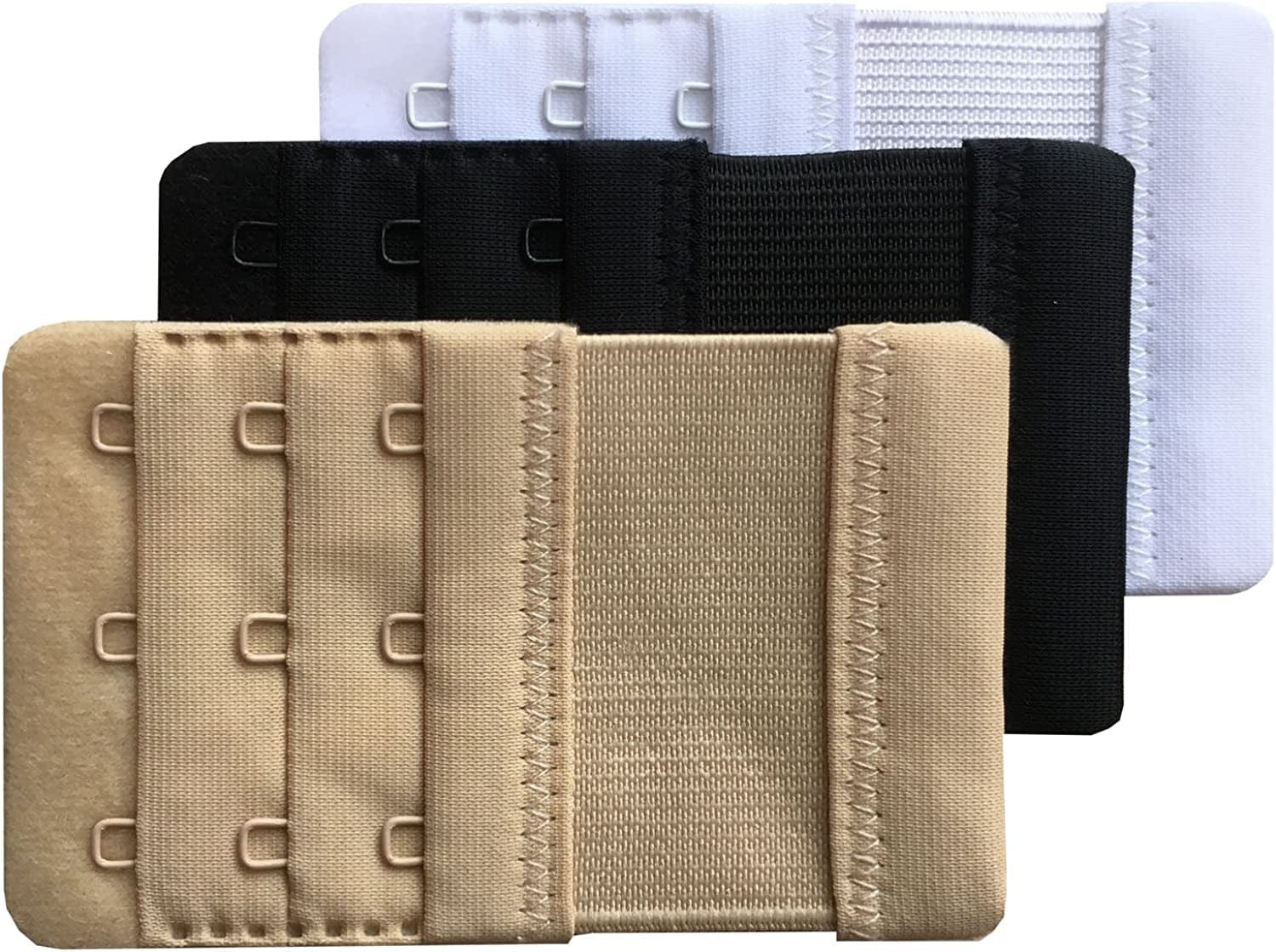 Women Pack of 3 Soft Comfortable 3 Hooks Bra Extender Assorted 3/4 Inch
