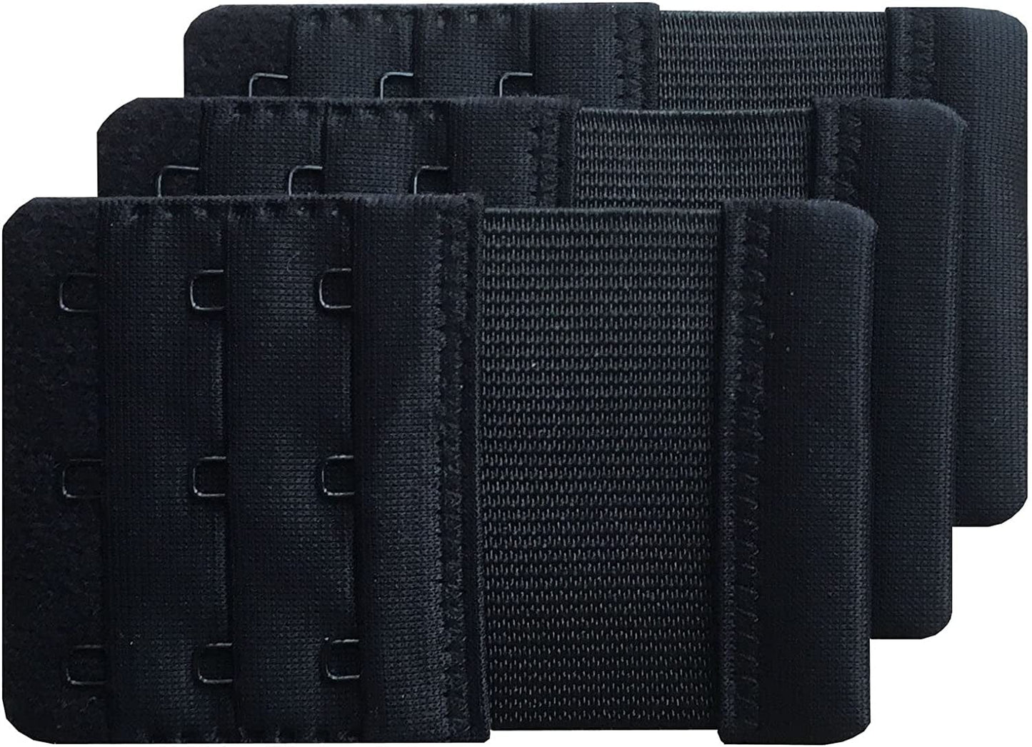 Women Pack of 3 Soft Comfortable 3 Hooks Bra Extender Black 3/4 Inch