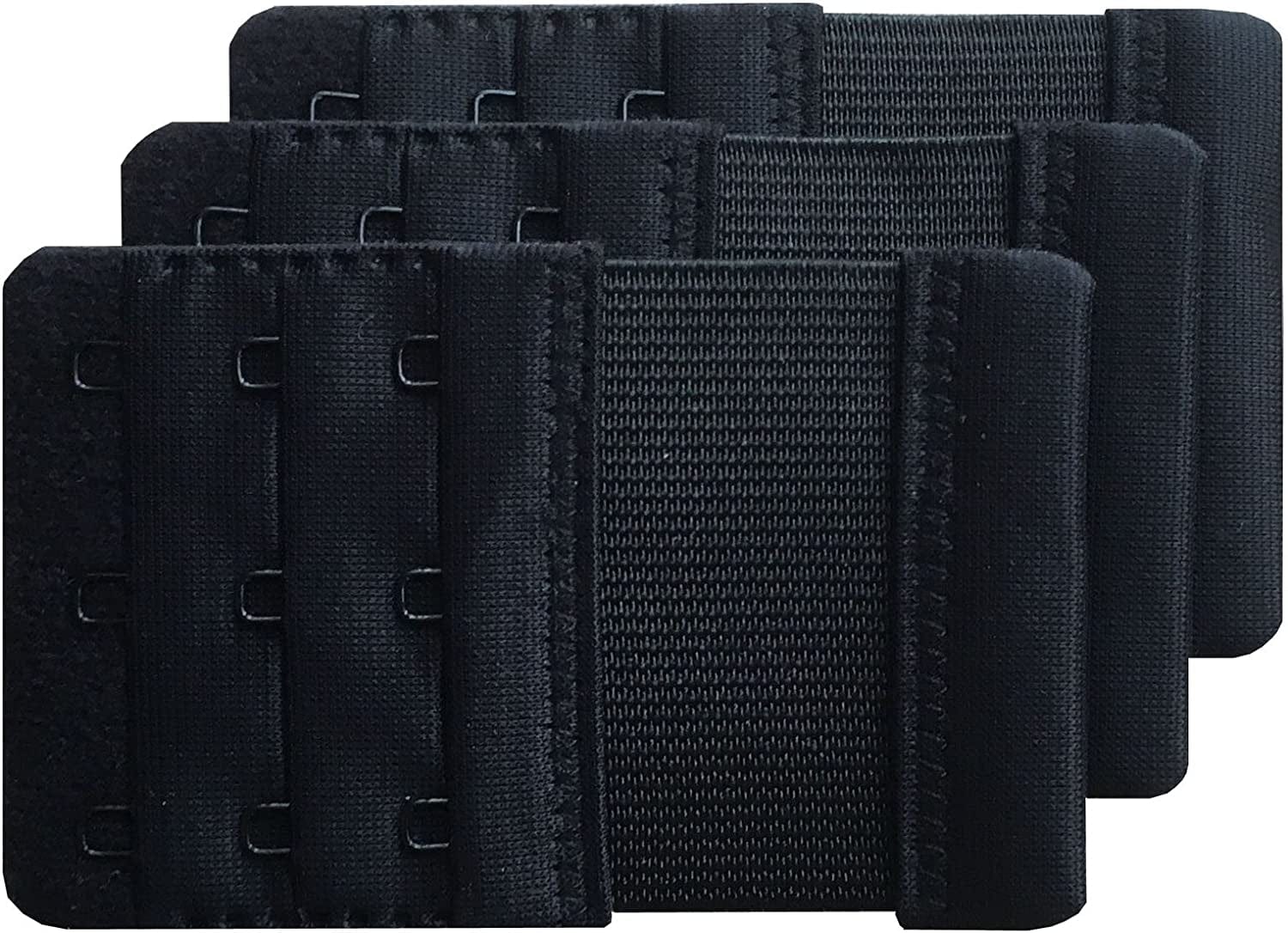 Women Pack of 3 Soft Comfortable 3 Hooks Bra Extender Black 3/4 Inch