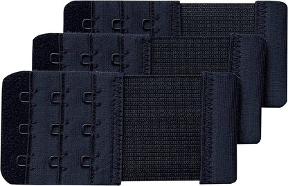 Women Pack of 3 Soft Comfortable 3 Hooks Bra Extender Black 1/2 Inch