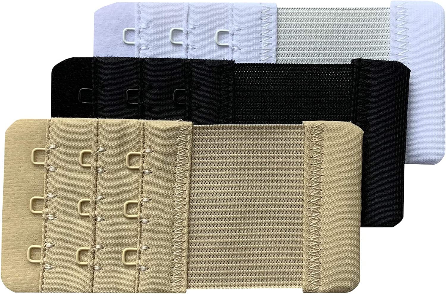 Women Pack of 3 Soft Comfortable 3 Hooks Bra Extender Assorted 1/2 Inch