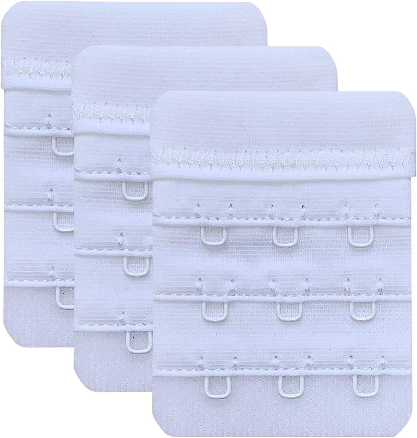 Women Pack of 3 Soft Comfortable 3 Hooks Bra Extender,2.4"X 2.3" White, 1/2 Inch Spacing