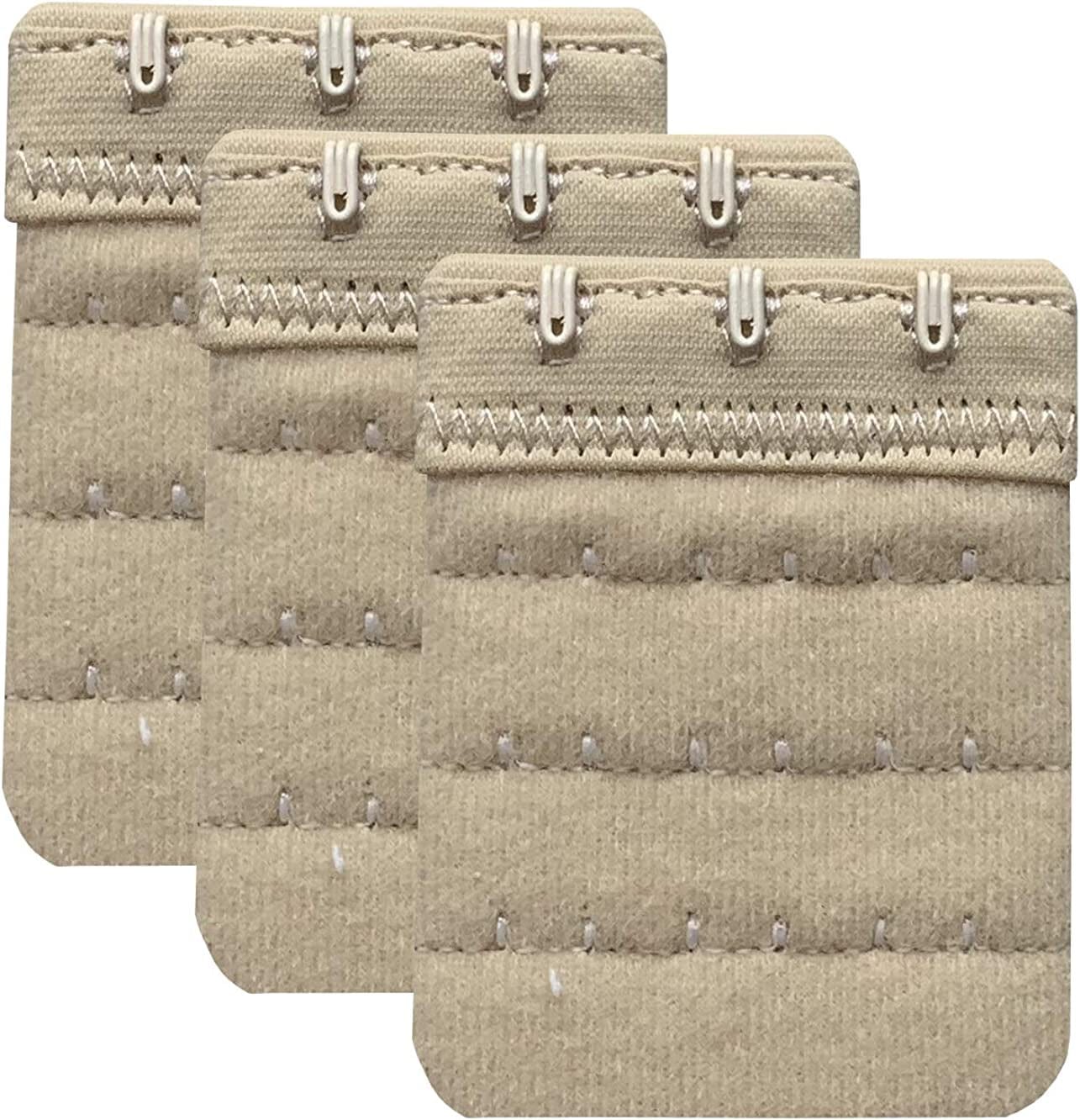 Women Pack of 3 Soft Comfortable 3 Hooks Bra Extender,2.4"X 2.3"