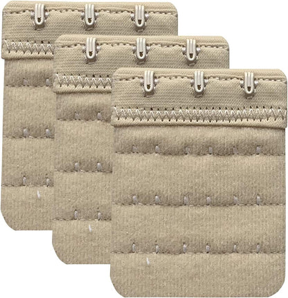 Women Pack of 3 Soft Comfortable 3 Hooks Bra Extender,2.4"X 2.3"
