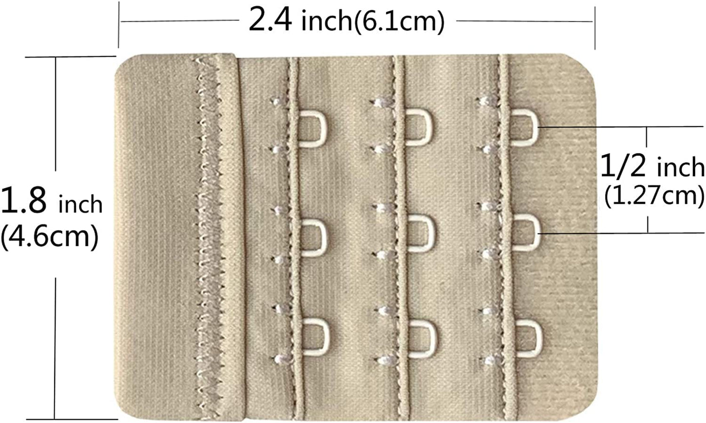 Women Pack of 3 Soft Comfortable 3 Hooks Bra Extender,2.4"X 2.3"