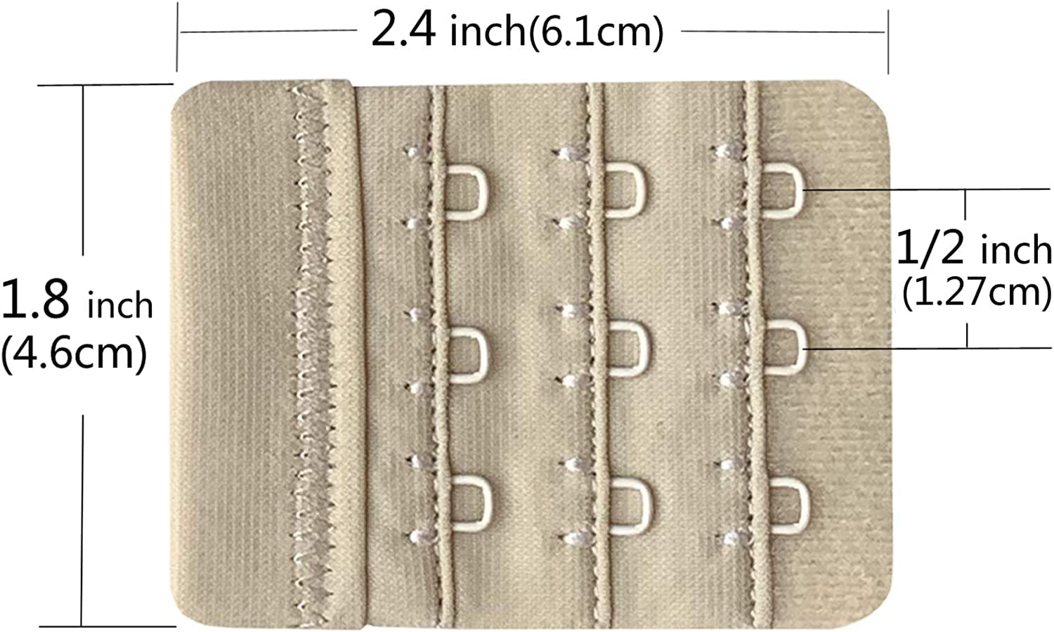 Women Pack of 3 Soft Comfortable 3 Hooks Bra Extender,2.4"X 2.3"
