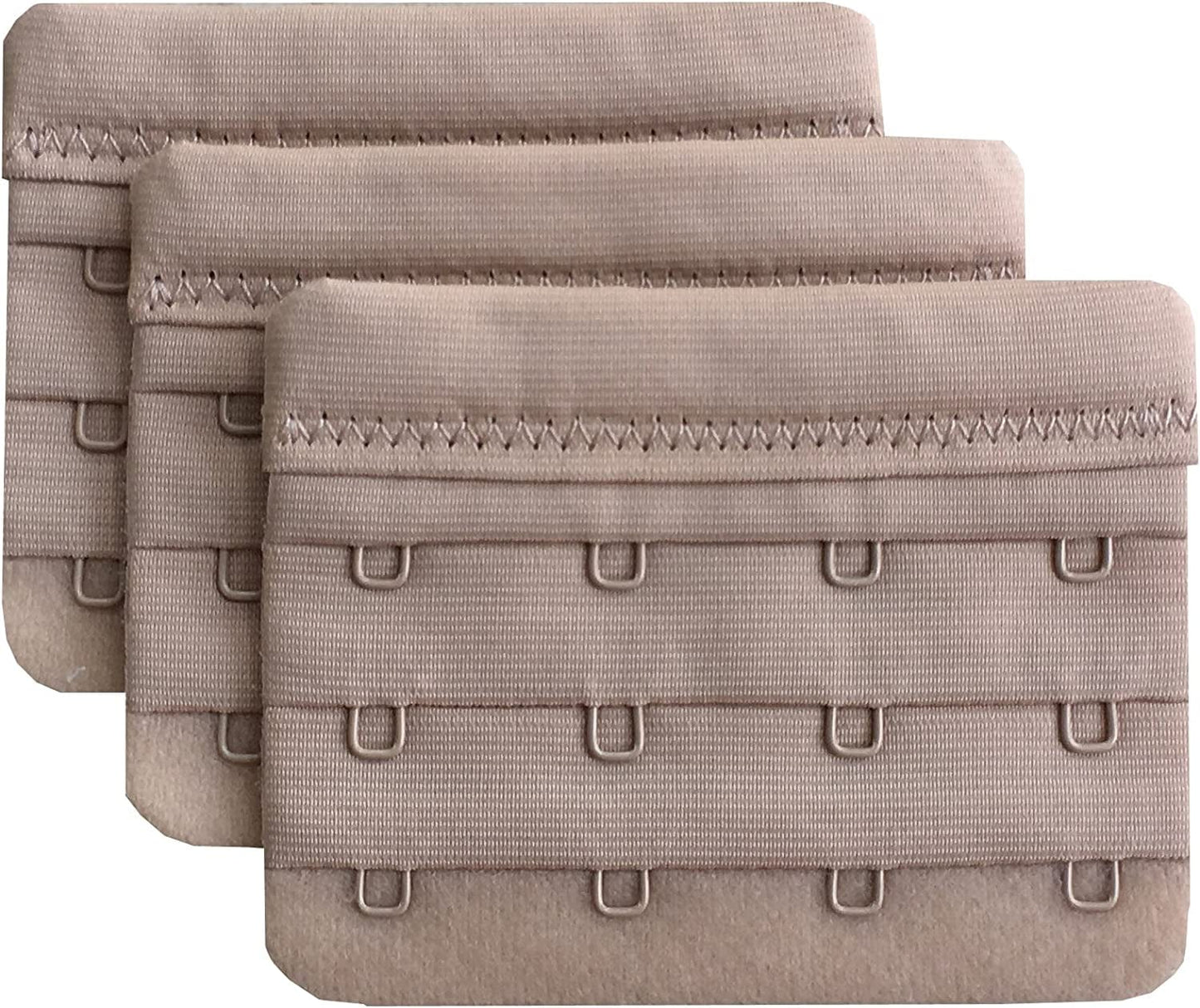 Women Pack of 3 Soft Comfortable 4 Hooks Bra Extender,2.4"X 3.0" Beige