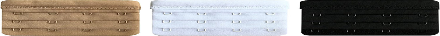 Women Pack of 3 Soft Comfortable 4 Hooks Bra Extender,2.4"X 3.0"