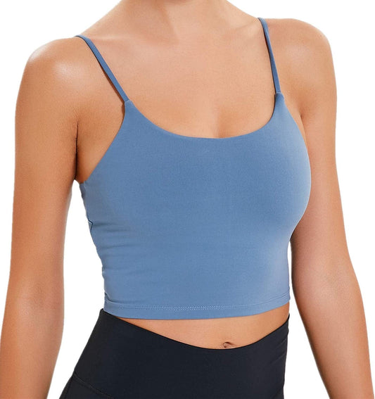 Women Padded Sports Bra Fitness Workout Running Shirts Yoga Tank Top Blue / XX-Large