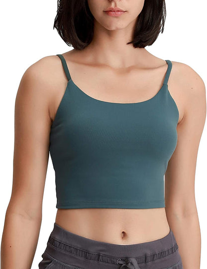 Women Padded Sports Bra Fitness Workout Running Shirts Yoga Tank Top Grey Green / X-Large
