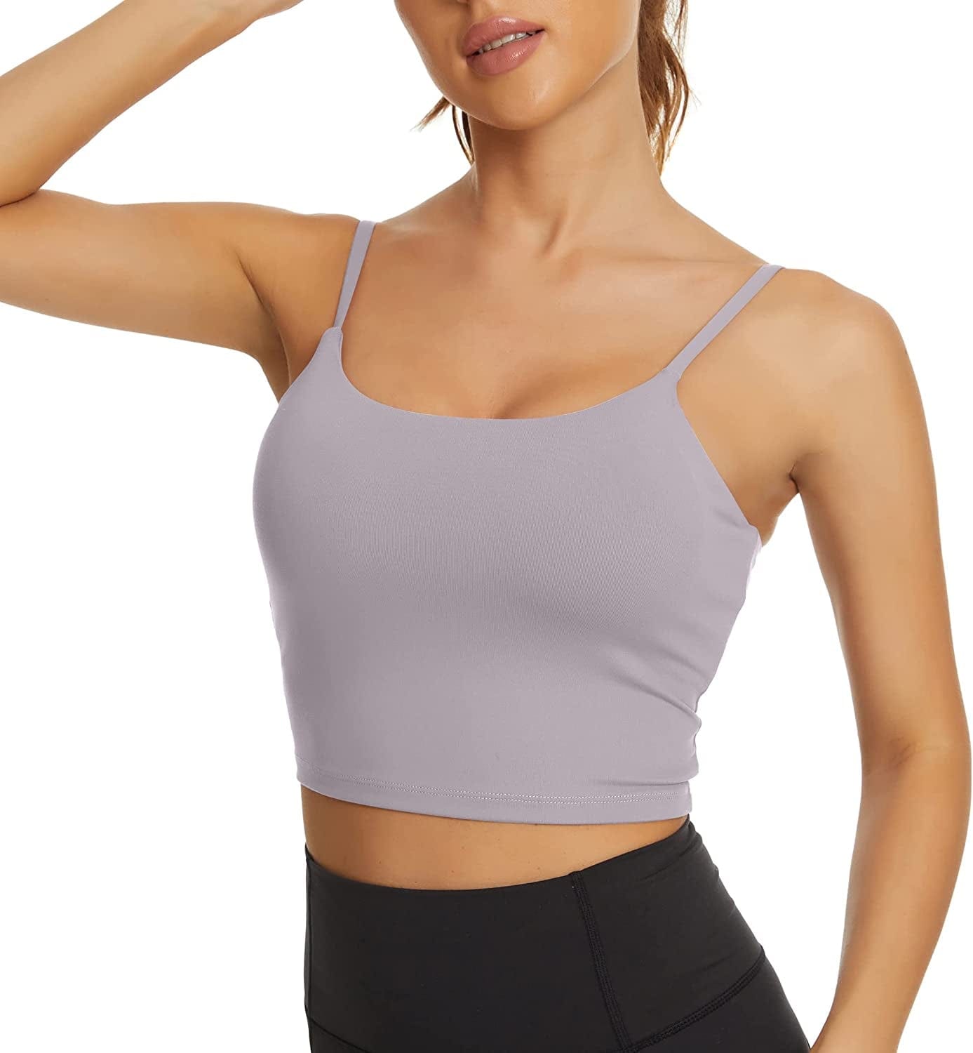Women Padded Sports Bra Fitness Workout Running Shirts Yoga Tank Top Light Grey / Large