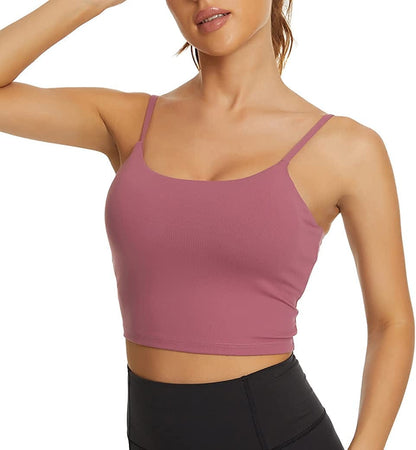 Women Padded Sports Bra Fitness Workout Running Shirts Yoga Tank Top Pink / X-Small