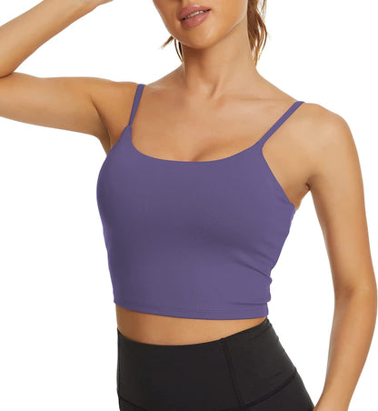 Women Padded Sports Bra Fitness Workout Running Shirts Yoga Tank Top Vintage Purple / Medium