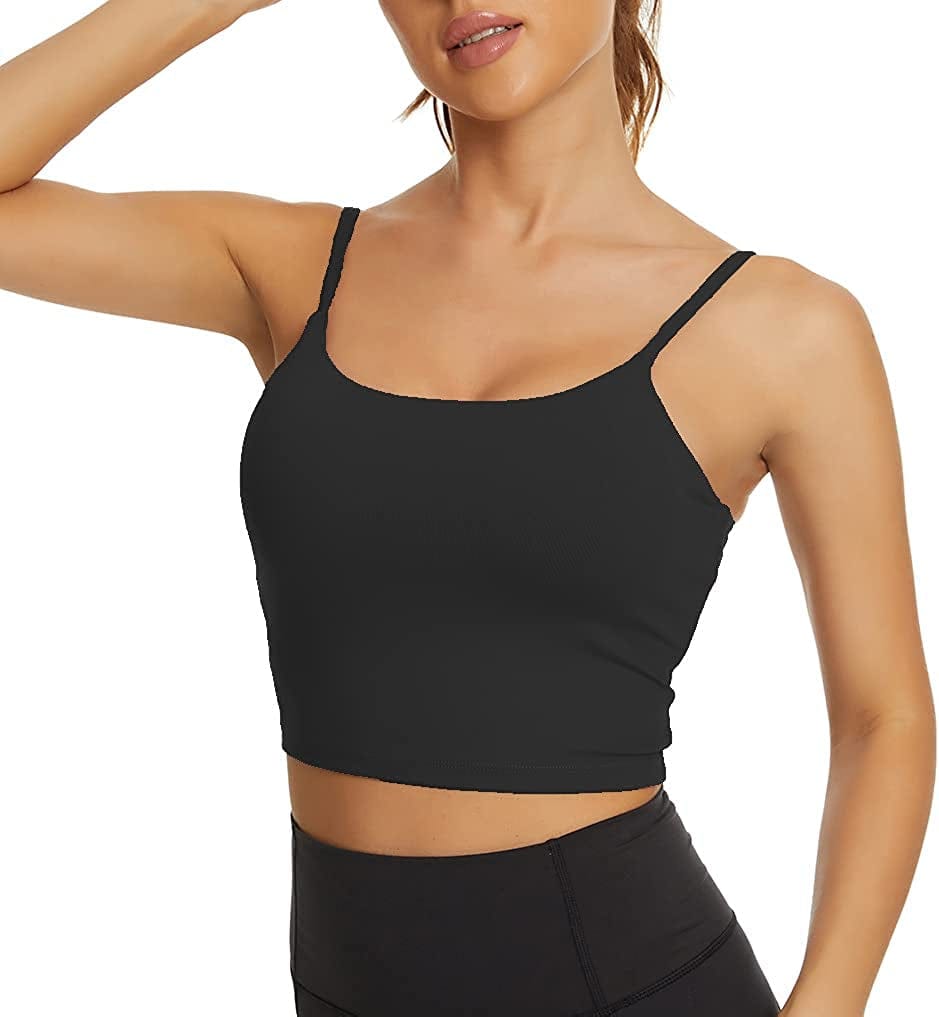 Women Padded Sports Bra Fitness Workout Running Shirts Yoga Tank Top Black / Small