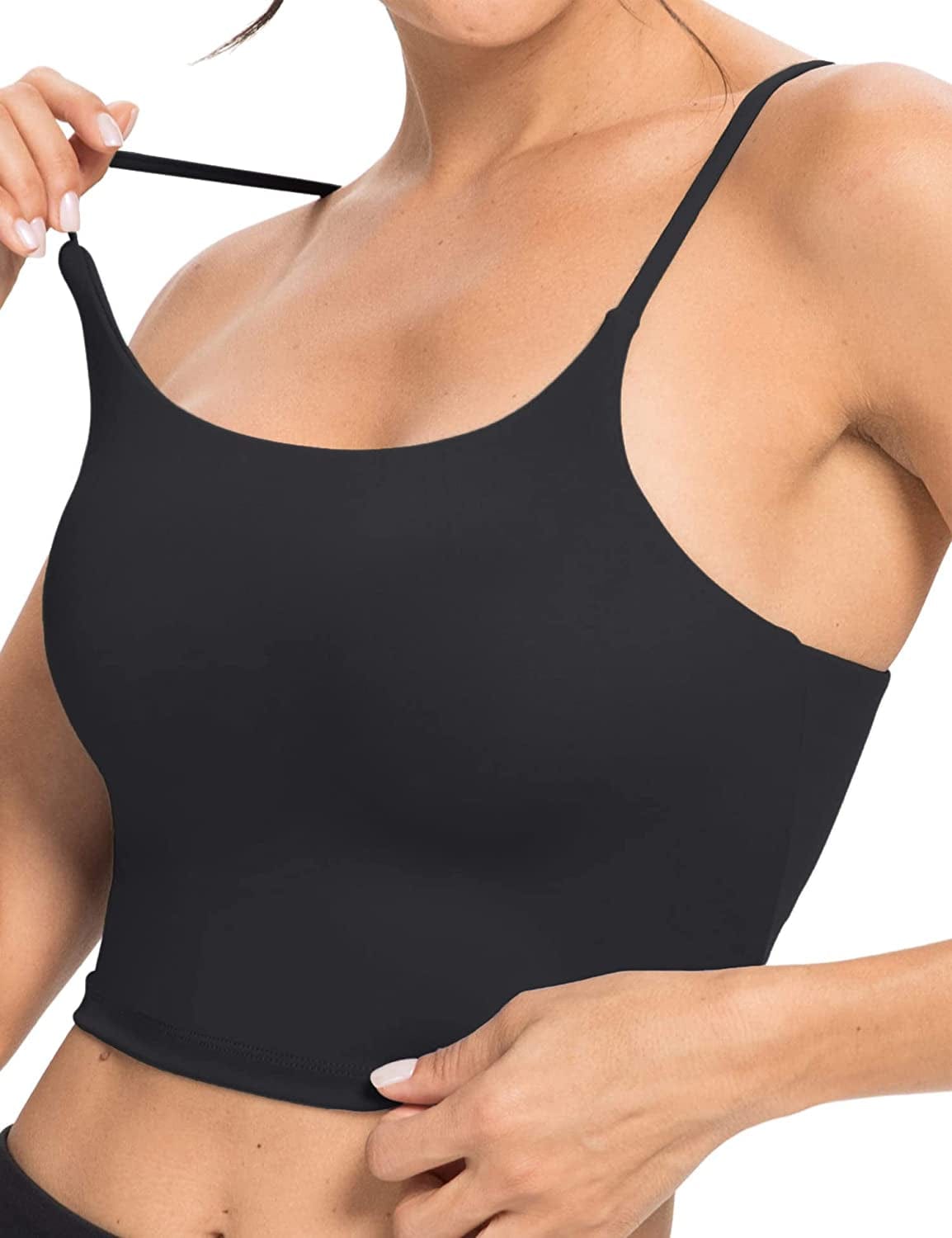 Women Padded Sports Bra Longline Sleeveless Shirts Workout Gym Running Fitness Camisole Crop Tank Tops