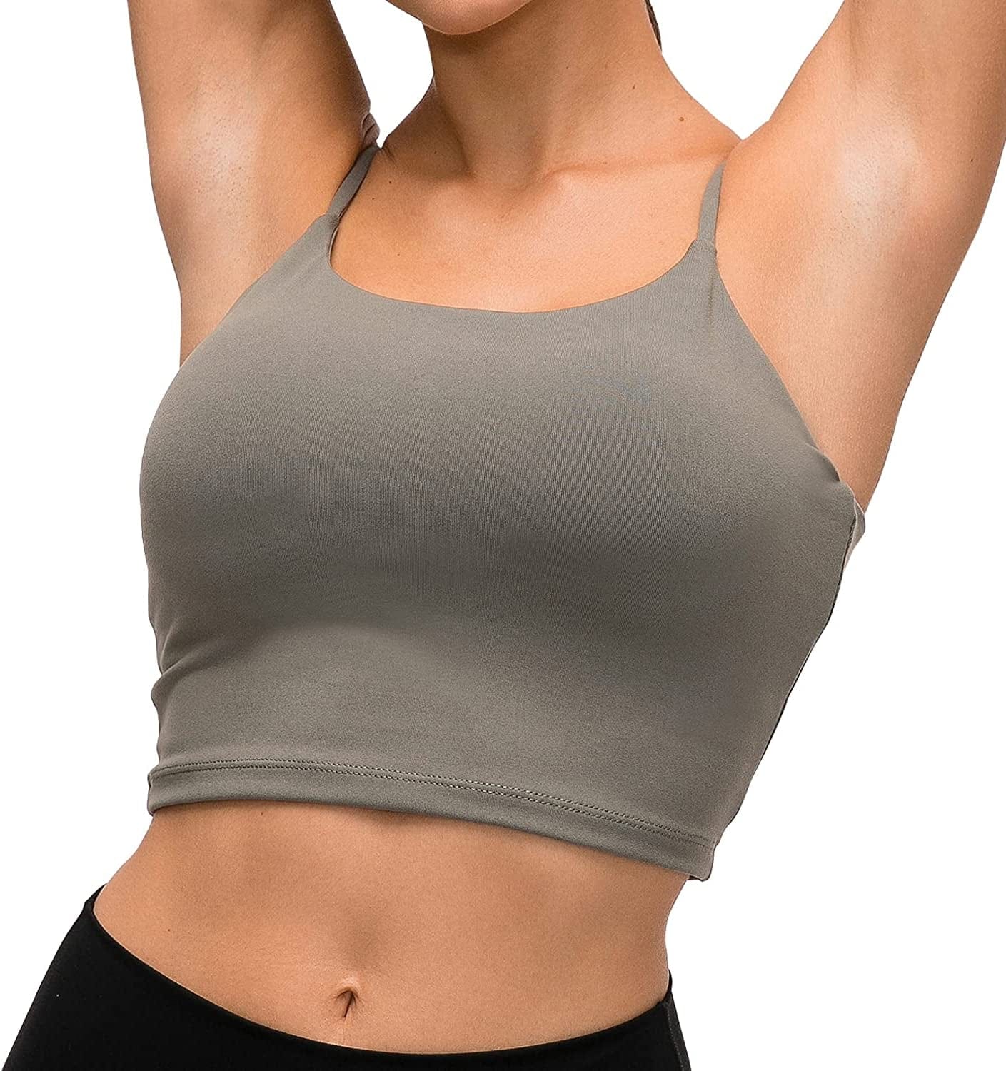 Women Padded Sports Bra Longline Workout Yoga Fitness Gym Running Crop Tank Top Camisole Bra