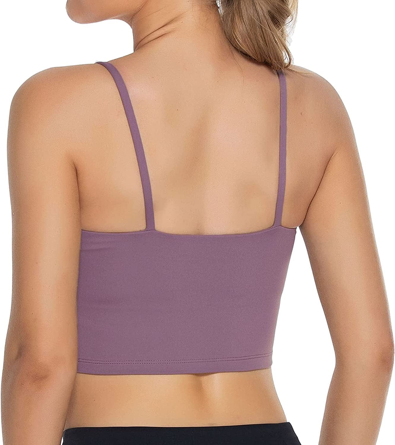 Women Padded Sports Bra V Neck Fitness Workout Shirts Yoga Crop Tank Top