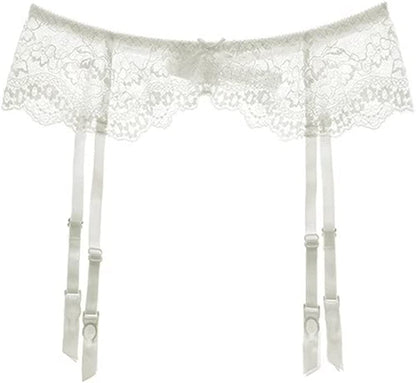 Women Push up Embroidery Bras Set Lace Lingerie Bra and Panties and Socks 4 Piece
