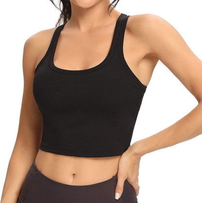 Women Racerback Sports Bra Removable Padded Workout Yoga Crop Tank Top Black / Small