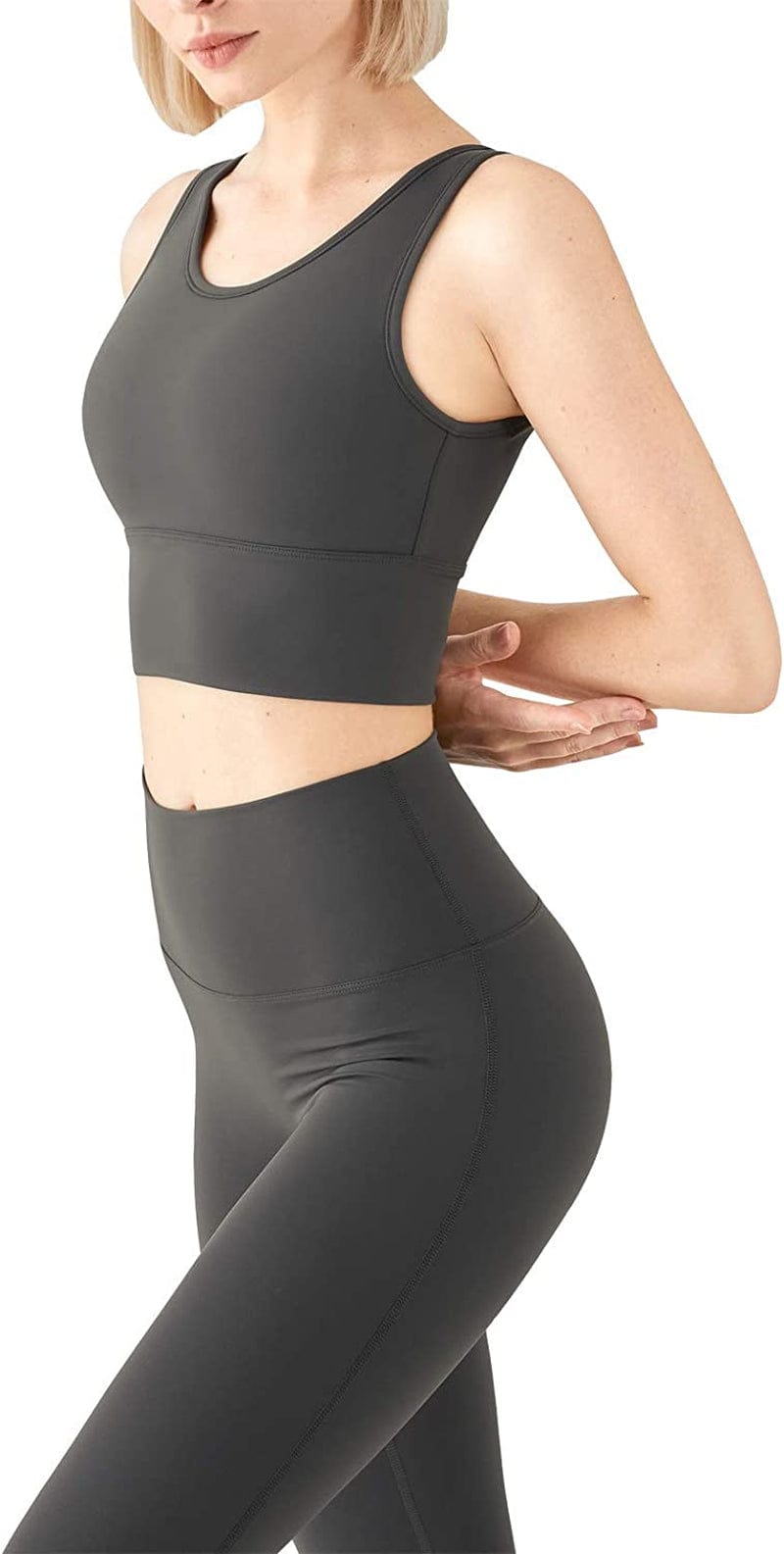 Women Racerback Sports Bras Camisole High Impact Workout Gym Activewear Yoga Tank Top Grey / X-Large