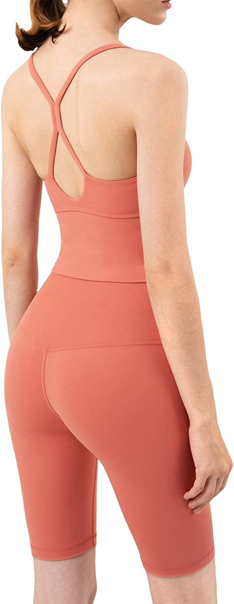 Women Racerback Sports Bras Camisole High Impact Workout Gym Activewear Yoga Tank Top Rustic Coral / X-Large