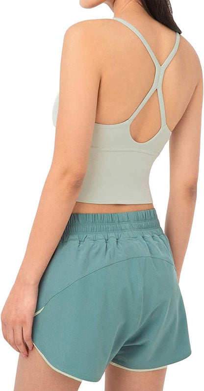Women Racerback Sports Bras Camisole High Impact Workout Gym Activewear Yoga Tank Top