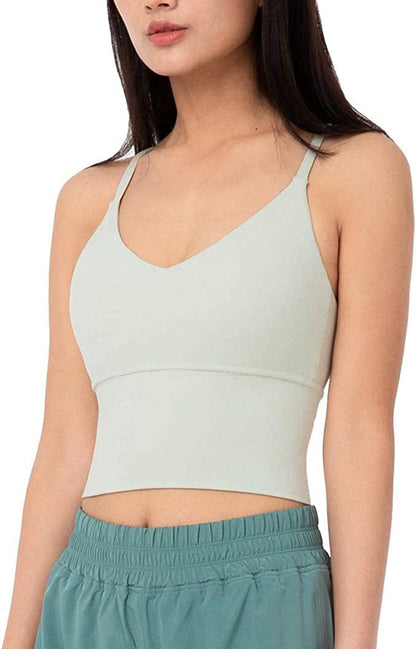 Women Racerback Sports Bras Camisole High Impact Workout Gym Activewear Yoga Tank Top