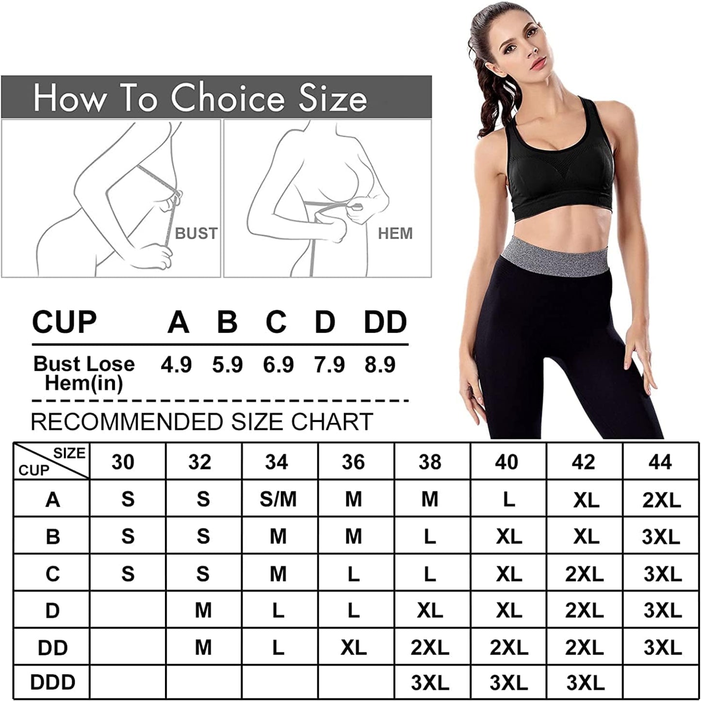 Women Racerback Sports Bras for Women High Impact Workout Yoga Gym Fitness Bra
