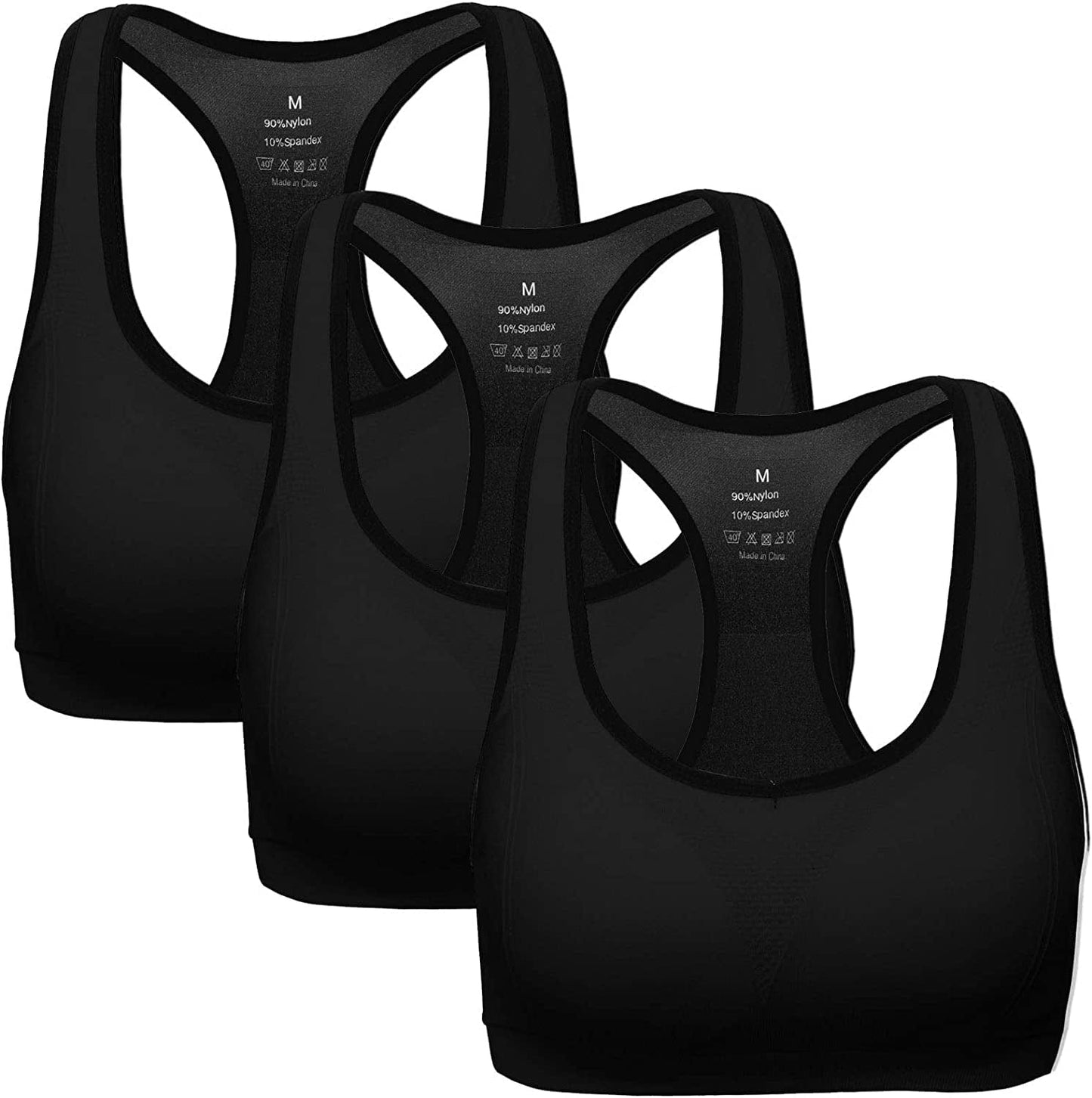 Women Racerback Sports Bras - High Impact Workout Gym Activewear Bra Black / 3X-Large