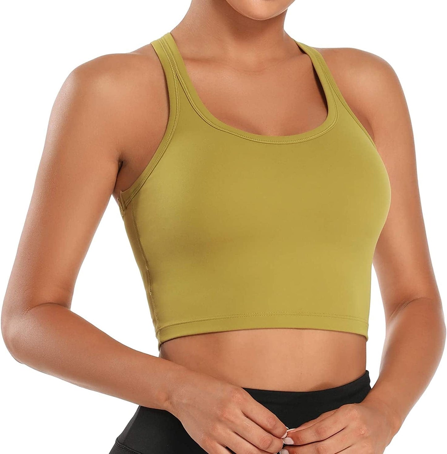 Women Removable Padded Sports Bras Workout Running Yoga Tank Tops Ginger / X-Large