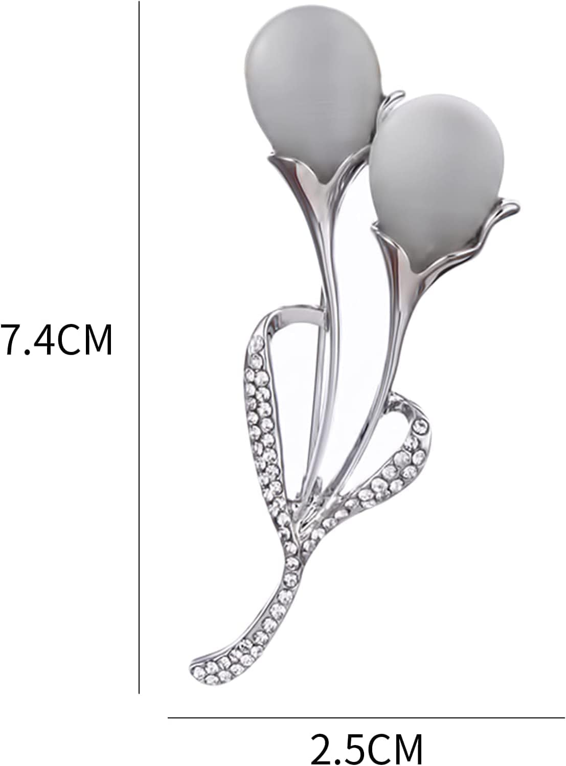 Women Rose Gold Opal Calla Lily Brooch Pin Flower Opal Lapel Pin for Coats Jackets Sweaters Accessories,Silver,1 Pc