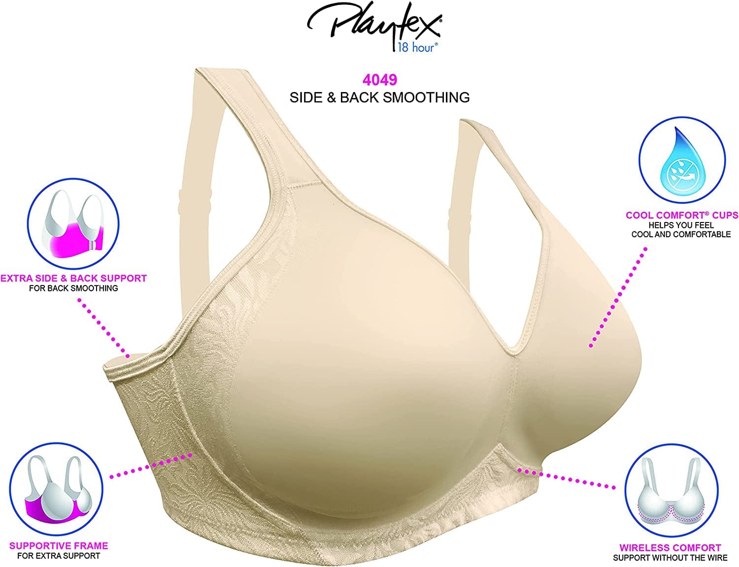 Women'S 18 Hour Seamless Smoothing Full Coverage Bra US4049, Available in Single and 2-Pack