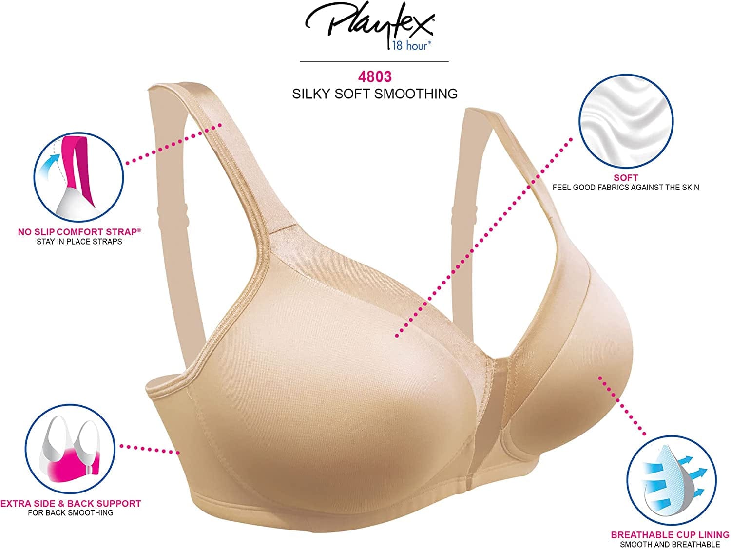 Women'S 18 Hour Silky Soft Smoothing Wireless Bra Us4803 Available with 2-Pack Option