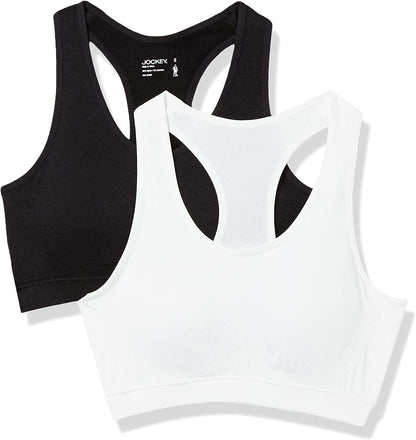 Women'S 2 Pack Removable Cup Seamless Bra Black/White / Large