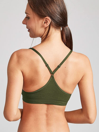 Women’S 4 Pack Racerback Sports Bralette Seamless Wireless Comfort Bra