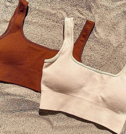 Women'S 4 Piece Outfits Ribbed Seamless Exercise Scoop Neck Sports Bra One Shoulder Tops High Waist Shorts Active Set