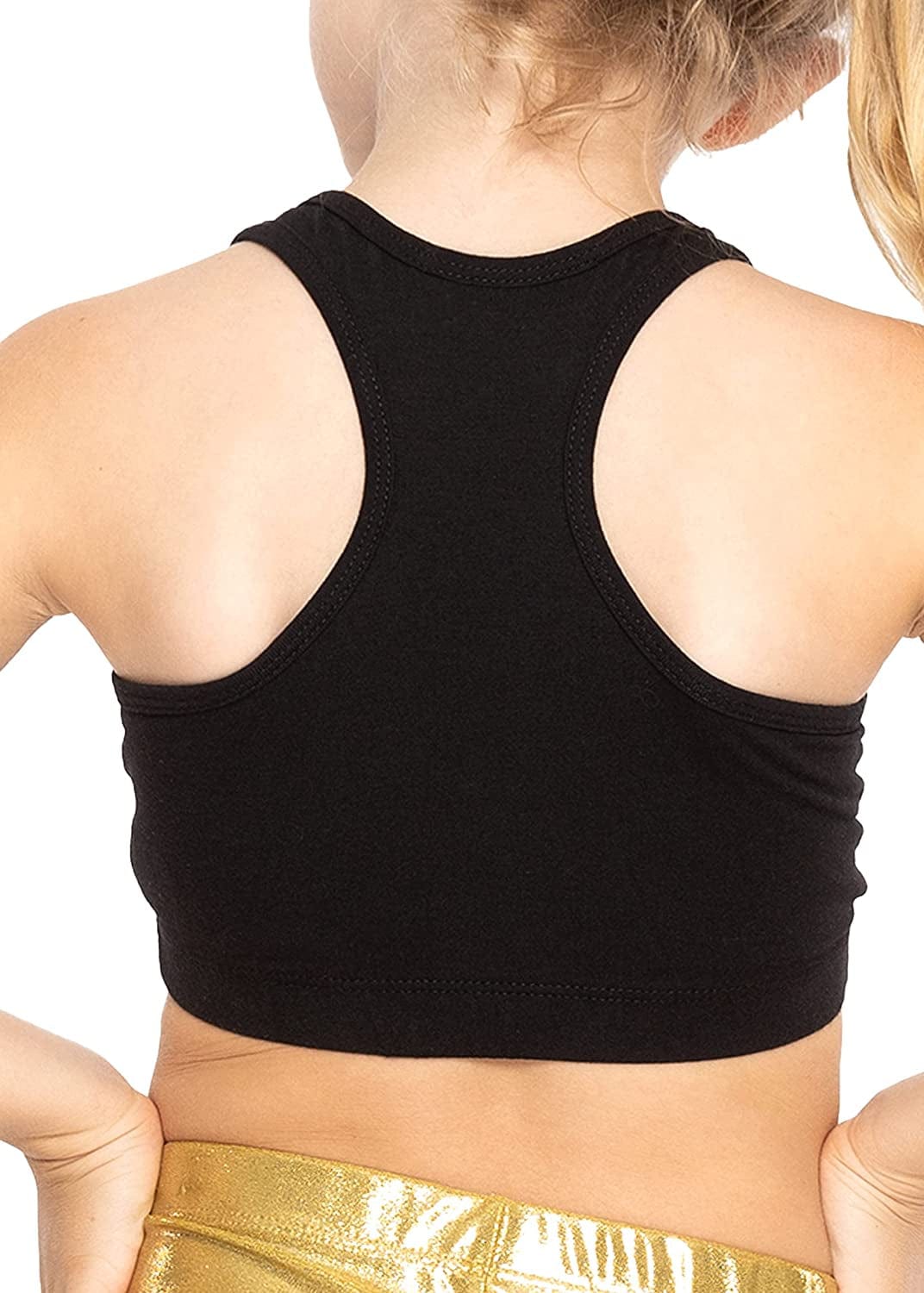 Women'S and Girl'S Cotton Cheer Dance Glitter Rhinestone Racerback Sports Bras