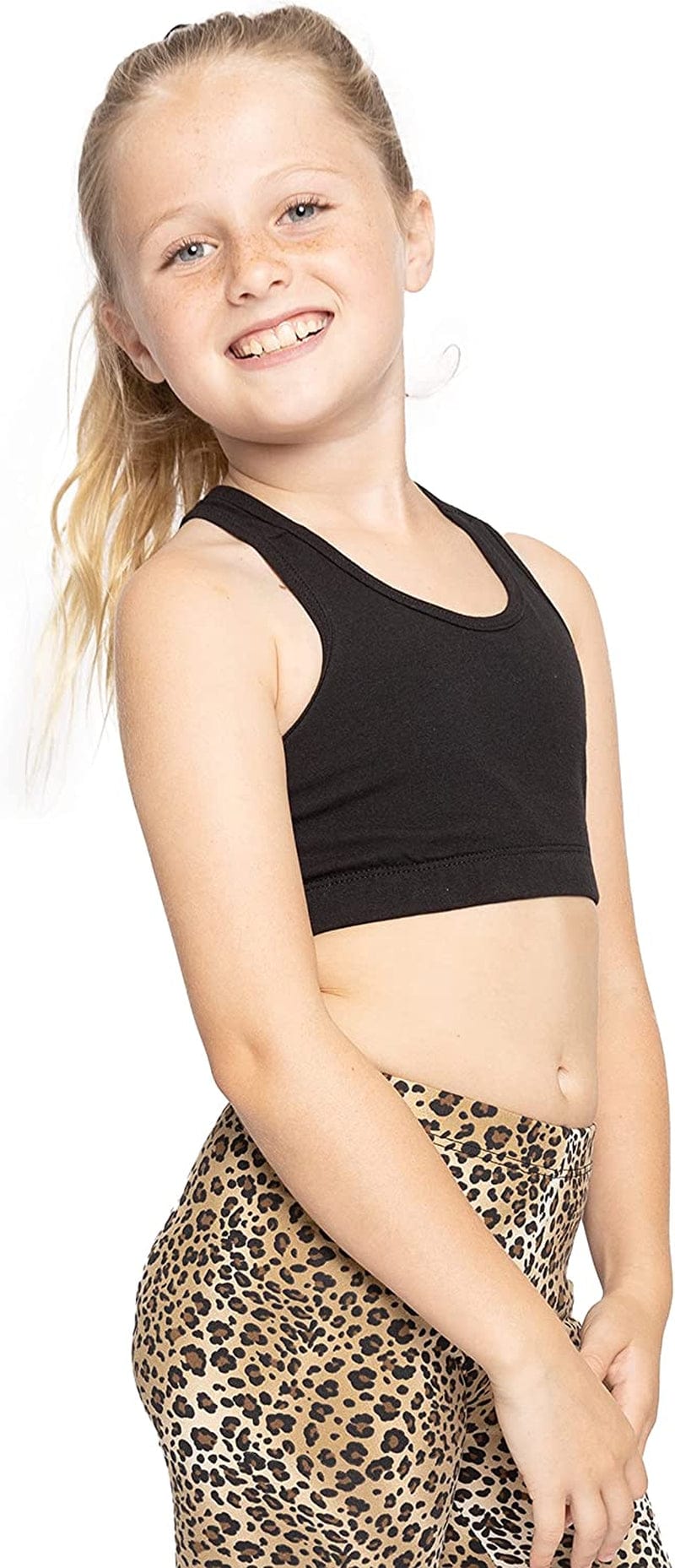 Women'S and Girl'S Cotton Cheer Dance Glitter Rhinestone Racerback Sports Bras