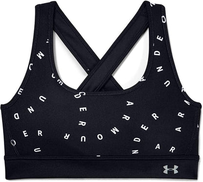 Women'S Armour Mid Crossback Print Mash up Sports Bra Black (001)/Metallic Silver / regular / Large