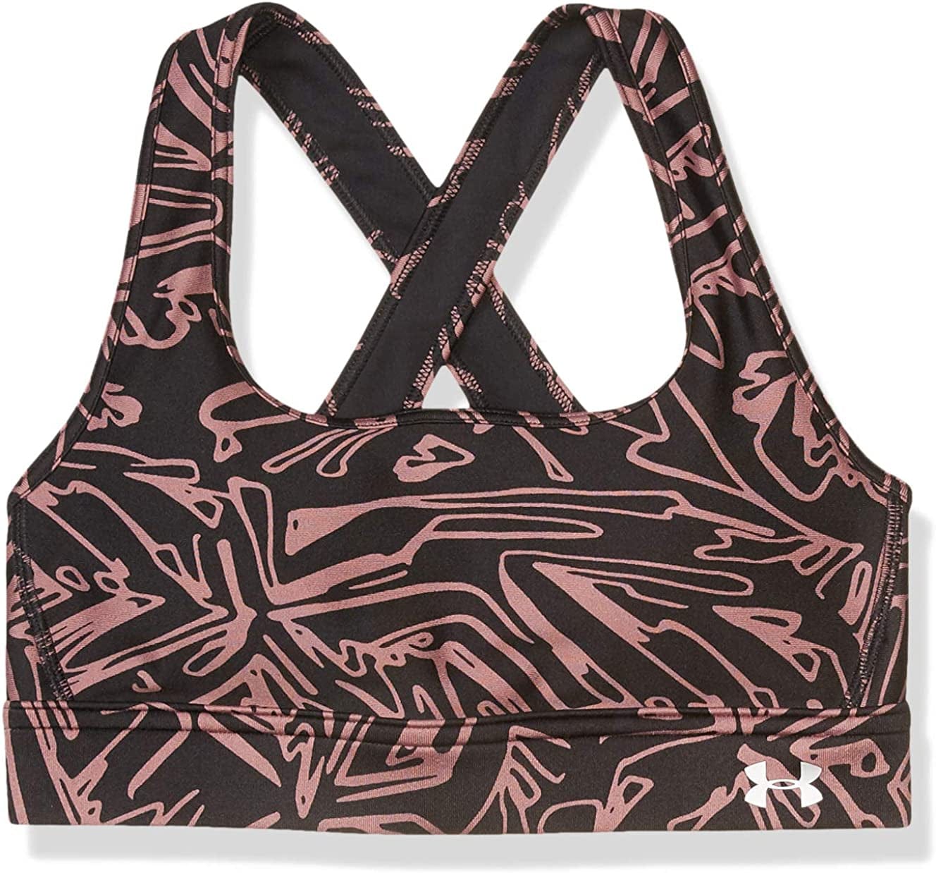 Women'S Armour Mid Crossback Print Mash up Sports Bra Black (003)/Metallic Silver / regular / Large