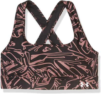 Women'S Armour Mid Crossback Print Mash up Sports Bra Black (003)/Metallic Silver / regular / Large