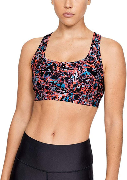 Women'S Armour Mid Crossback Print Mash up Sports Bra