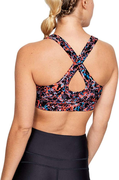 Women'S Armour Mid Crossback Print Mash up Sports Bra