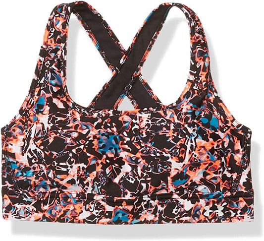 Women'S Armour Mid Crossback Print Mash up Sports Bra Black (002)/Metallic Silver / regular / Large