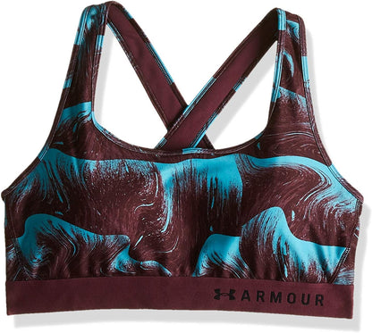 Women'S Armour Mid Crossback Print Sports Bra Level Purple (570)/Black / X-Small